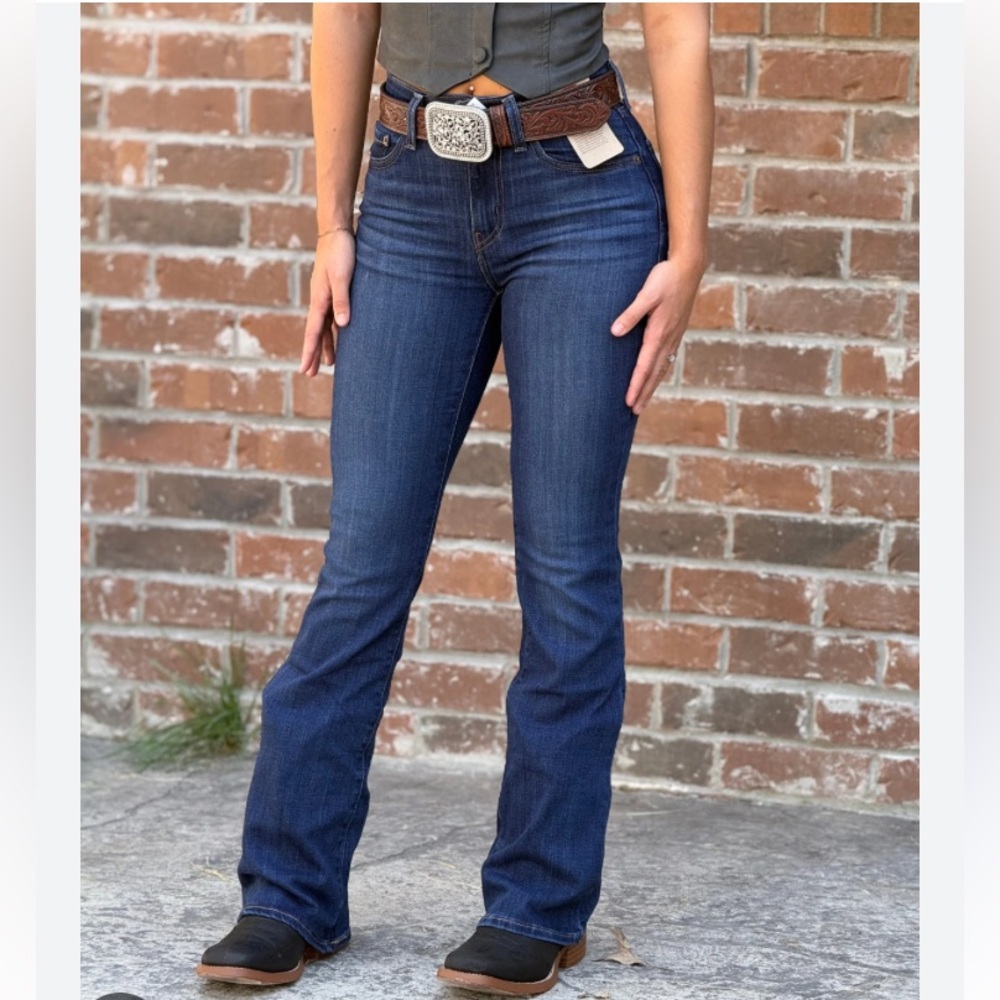 LEVIS 725 HIGH RISE BOOTCUT DARK WASH WESTERN RODEO BARREL RACER STYLE JEANS